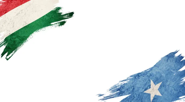 Bandiere di Ungheria e Somalia su sfondo bianco — Foto Stock